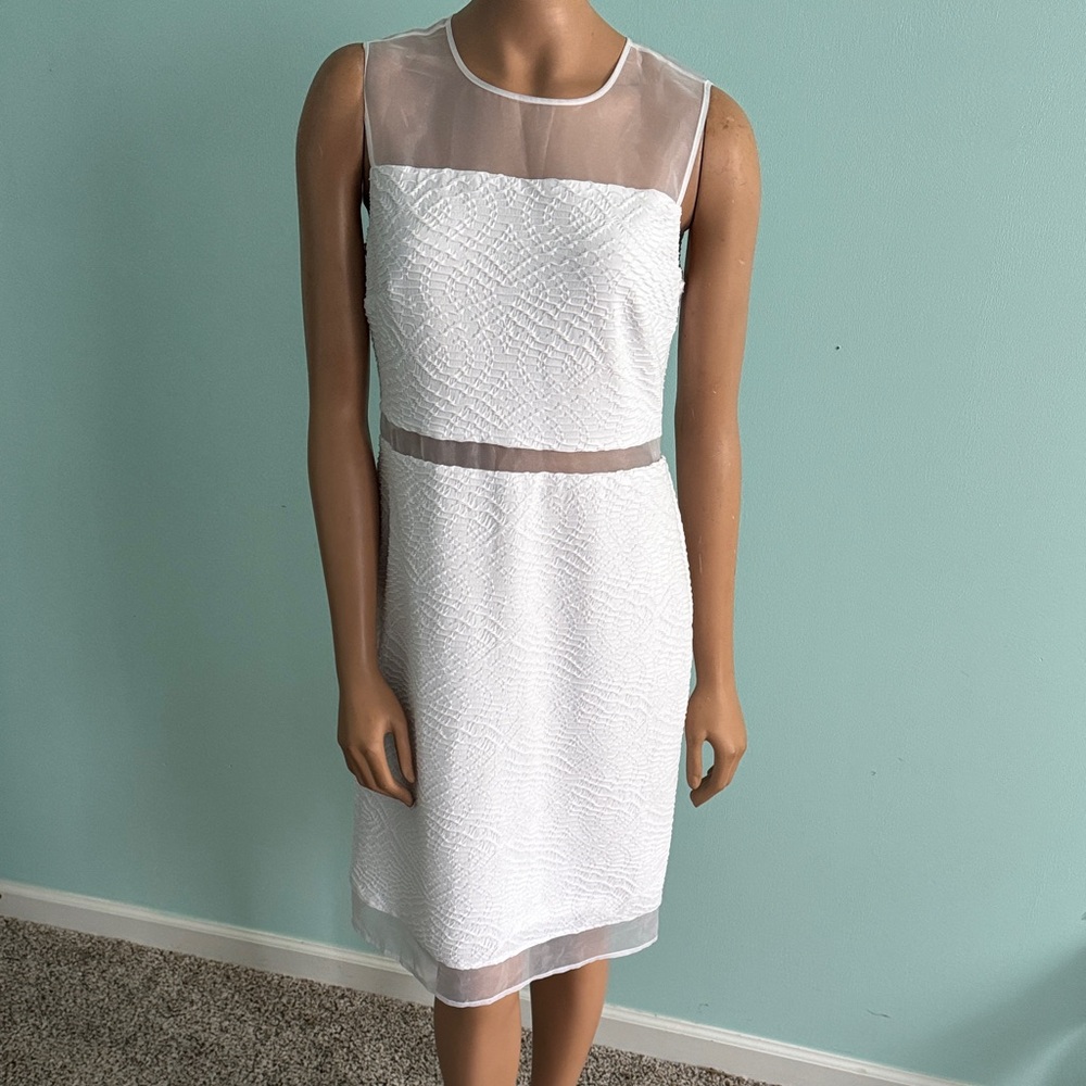 Calvin Klein White Sheer Midi Dress